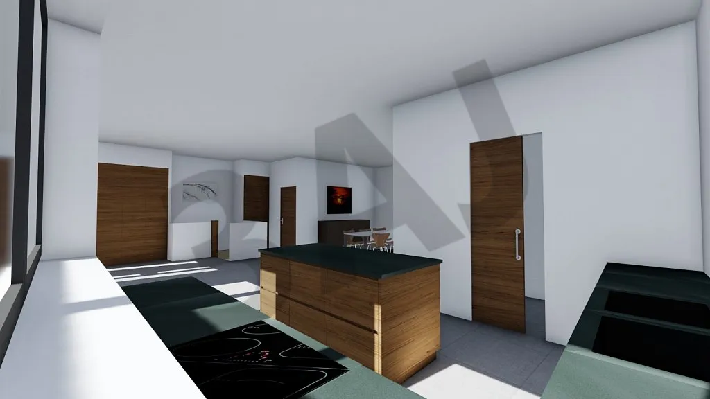 Cuisine ouverte, perspective 3D