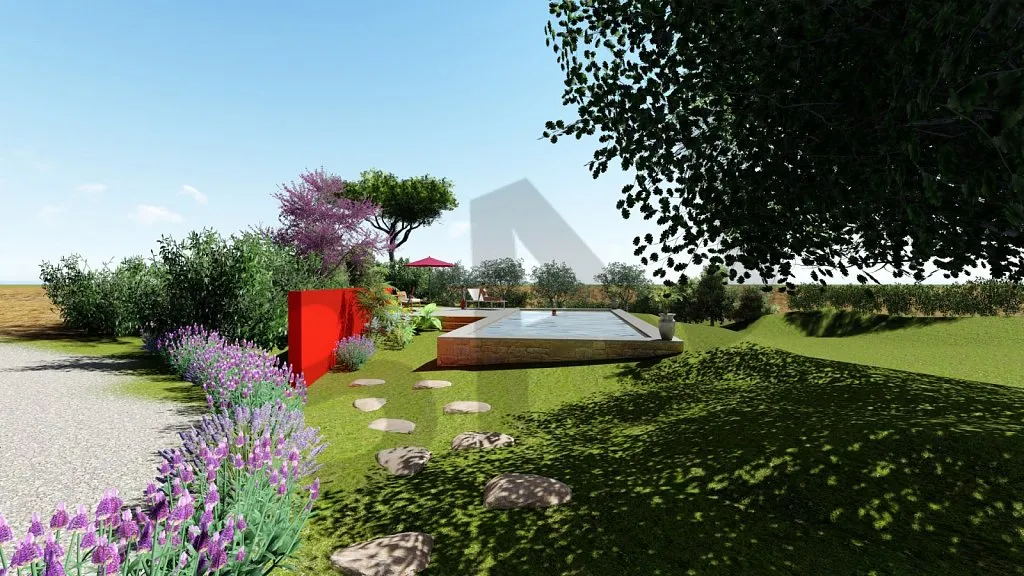 Jardin méditerranéen, perspective 3D