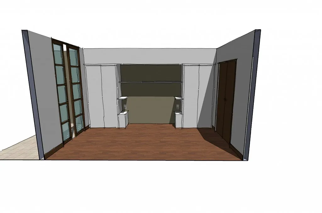 Meuble vu de face, perspective 3D