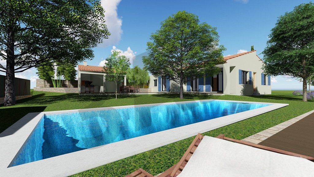 Perspective 3D de la piscine de la villa DP01